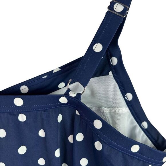Lands’ End Blouson Navy & White Dot Tankini Top size 2X - Picture 4 of 7